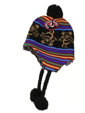 Grateful Dead Dancing Bears Ski Hat ~ Black ~ Officially Licensed ~ Brand New!